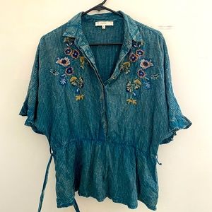 Embroidered turquoise shirt